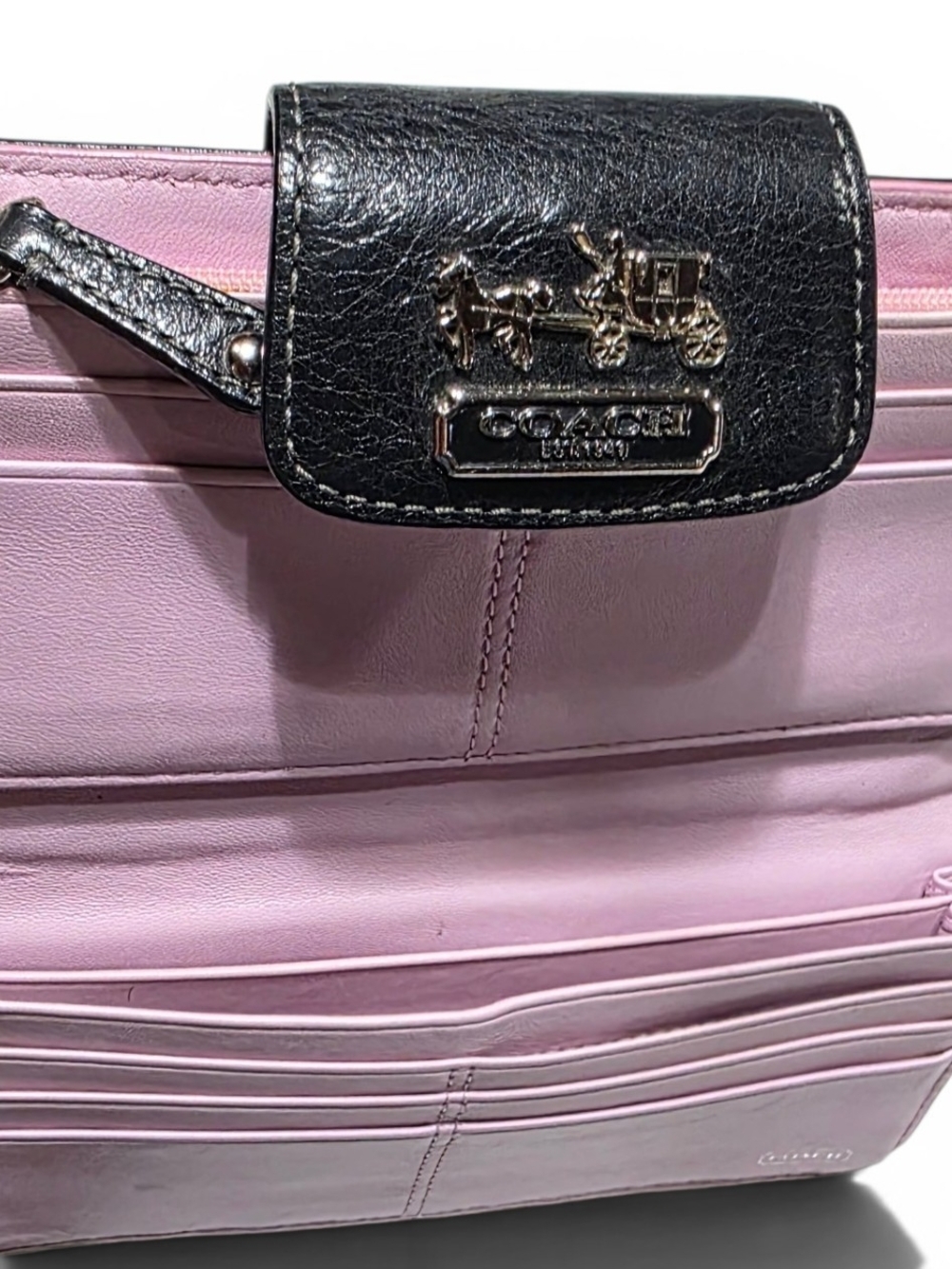 Coach Black Signature Continental Wallet with Logo Plaque, Preowned/Pre Loved - Picture 4 of 16